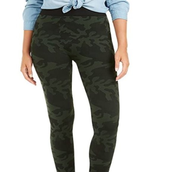 HUE Brushed Seamless Olive Camo Leggings - Picture 1 of 4
